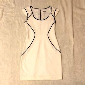 Express, size 0, cream w/ black piping, cap-sleeved dress NWT